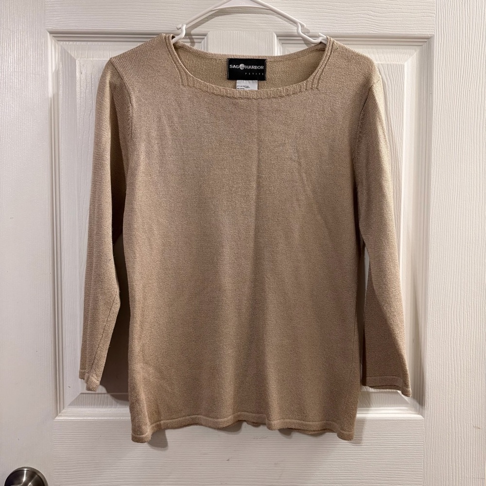 Sag Harbor Tan Knit Sweater